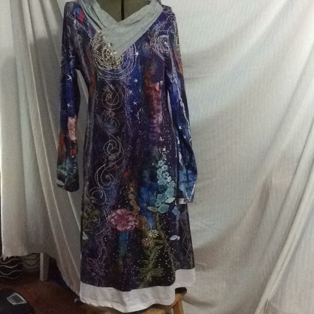 Long sleeve cotton blend dress. XL. A50